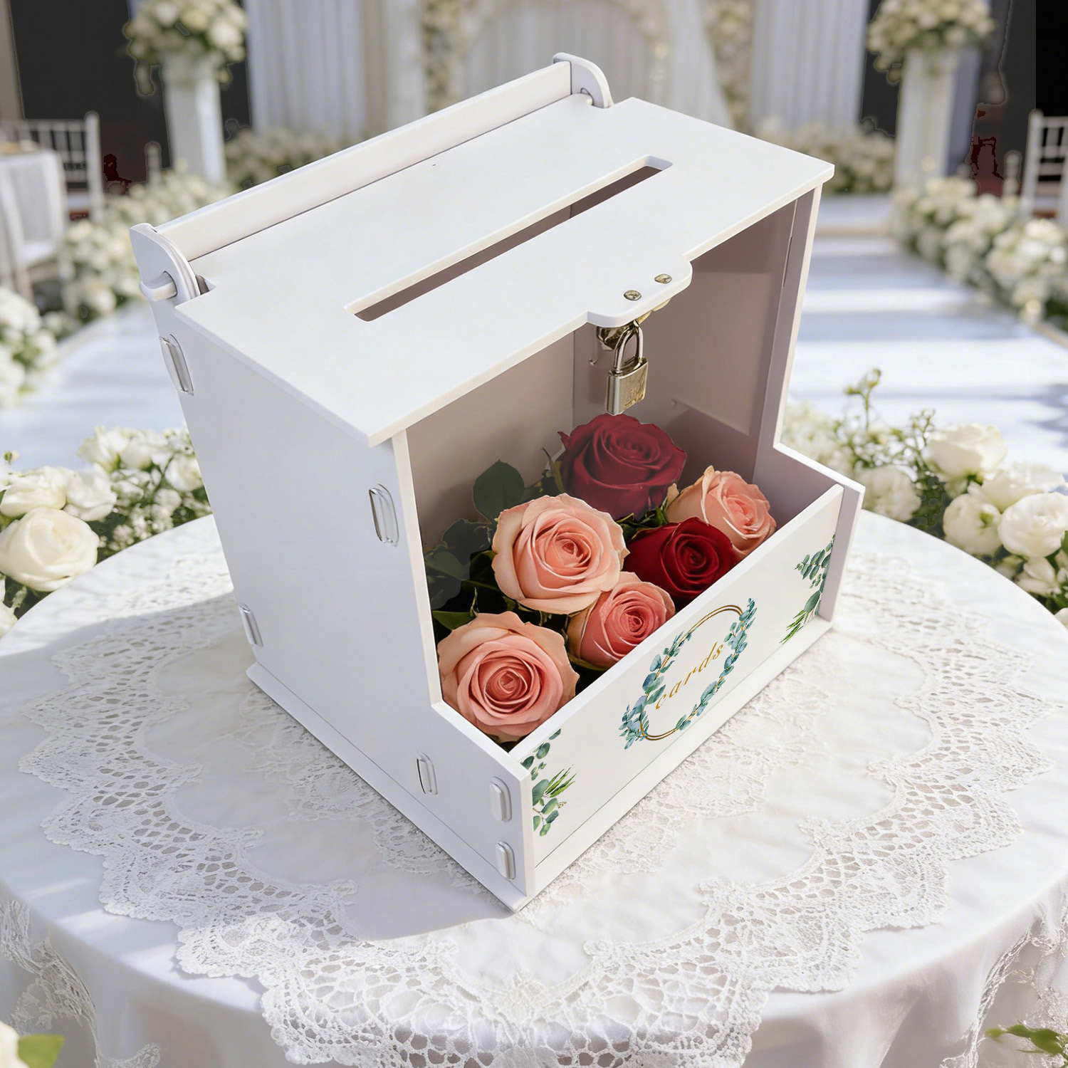 White PVC Wedding Card Boxes w - Wedding Favor Box avis et prix