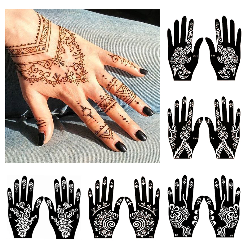 2pcs Henna Tattoo Stencils Tem - Indian Wedding Supply avis et prix